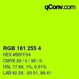 Color code: RGB 181 255 4 | qconv.com