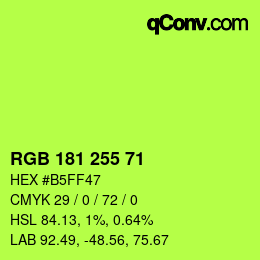 Color code: RGB 181 255 71 | qconv.com