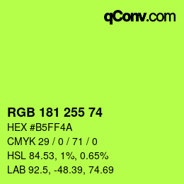 Color code: RGB 181 255 74 | qconv.com