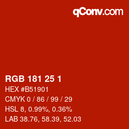 Color code: RGB 181 25 1 | qconv.com