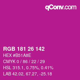 Color code: RGB 181 26 142 | qconv.com