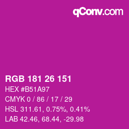 Color code: RGB 181 26 151 | qconv.com