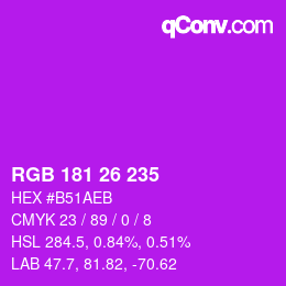 Color code: RGB 181 26 235 | qconv.com