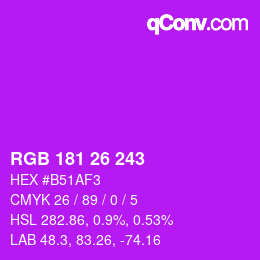 Color code: RGB 181 26 243 | qconv.com