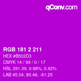 Color code: RGB 181 2 211 | qconv.com