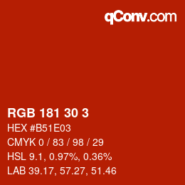 Código de color: RGB 181 30 3 | qconv.com