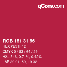 Color code: RGB 181 31 66 | qconv.com