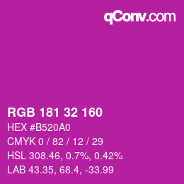 Color code: RGB 181 32 160 | qconv.com