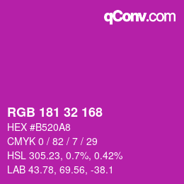 Color code: RGB 181 32 168 | qconv.com