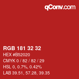 Color code: RGB 181 32 32 | qconv.com