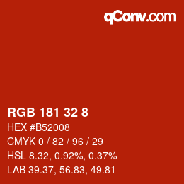 Color code: RGB 181 32 8 | qconv.com