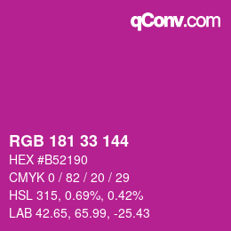 Farbcode: RGB 181 33 144 | qconv.com