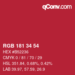 Farbcode: RGB 181 34 54 | qconv.com