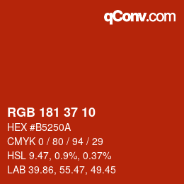Color code: RGB 181 37 10 | qconv.com