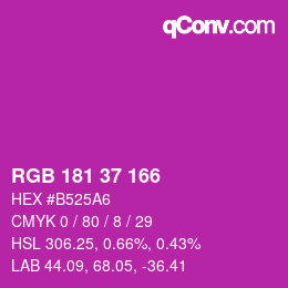 Color code: RGB 181 37 166 | qconv.com