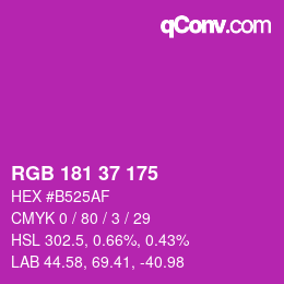 カラーコード: RGB 181 37 175 | qconv.com