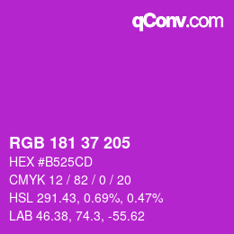 カラーコード: RGB 181 37 205 | qconv.com