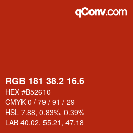 カラーコード: RGB 181 38.2 16.6 | qconv.com