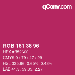 颜色代码: RGB 181 38 96 | qconv.com
