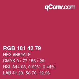 カラーコード: RGB 181 42 79 | qconv.com