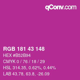 カラーコード: RGB 181 43 148 | qconv.com
