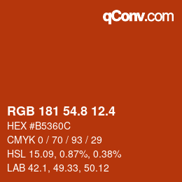 カラーコード: RGB 181 54.8 12.4 | qconv.com