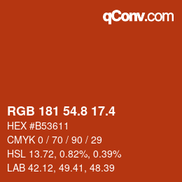 カラーコード: RGB 181 54.8 17.4 | qconv.com