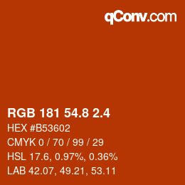 カラーコード: RGB 181 54.8 2.4 | qconv.com