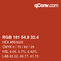 カラーコード: RGB 181 54.8 32.4 | qconv.com