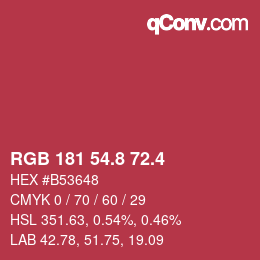 カラーコード: RGB 181 54.8 72.4 | qconv.com