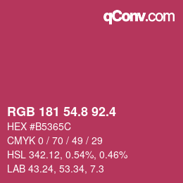 カラーコード: RGB 181 54.8 92.4 | qconv.com