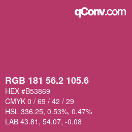 カラーコード: RGB 181 56.2 105.6 | qconv.com