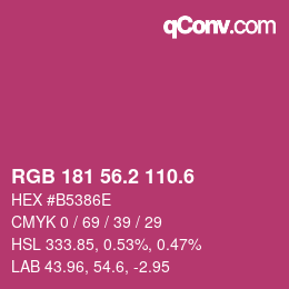 カラーコード: RGB 181 56.2 110.6 | qconv.com