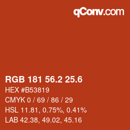 カラーコード: RGB 181 56.2 25.6 | qconv.com