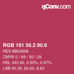 カラーコード: RGB 181 56.2 90.6 | qconv.com