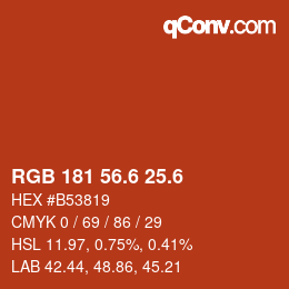 カラーコード: RGB 181 56.6 25.6 | qconv.com