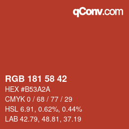 Color code: RGB 181 58 42 | qconv.com