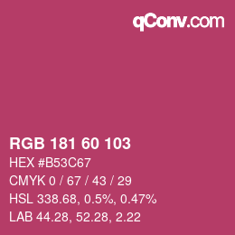 Color code: RGB 181 60 103 | qconv.com