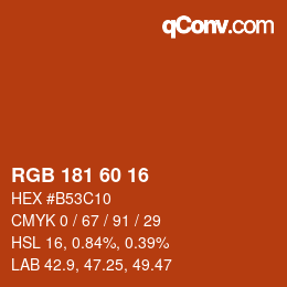 Color code: RGB 181 60 16 | qconv.com