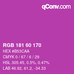 颜色代码: RGB 181 60 170 | qconv.com