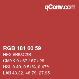 カラーコード: RGB 181 60 59 | qconv.com
