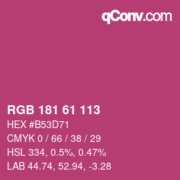 颜色代码: RGB 181 61 113 | qconv.com