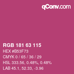 カラーコード: RGB 181 63 115 | qconv.com