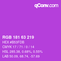 颜色代码: RGB 181 63 219 | qconv.com