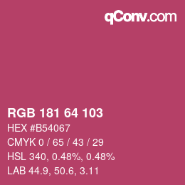 颜色代码: RGB 181 64 103 | qconv.com