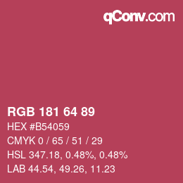Código de color: RGB 181 64 89 | qconv.com