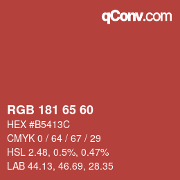 カラーコード: RGB 181 65 60 | qconv.com