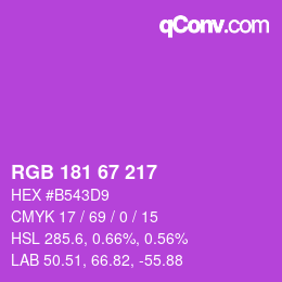 Color code: RGB 181 67 217 | qconv.com