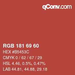 Color code: RGB 181 69 60 | qconv.com