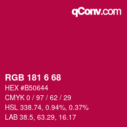 Color code: RGB 181 6 68 | qconv.com